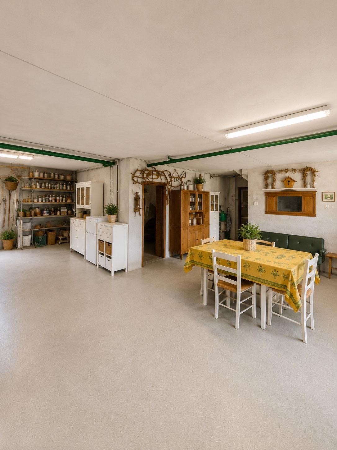Traditional tavern with large wooden table
