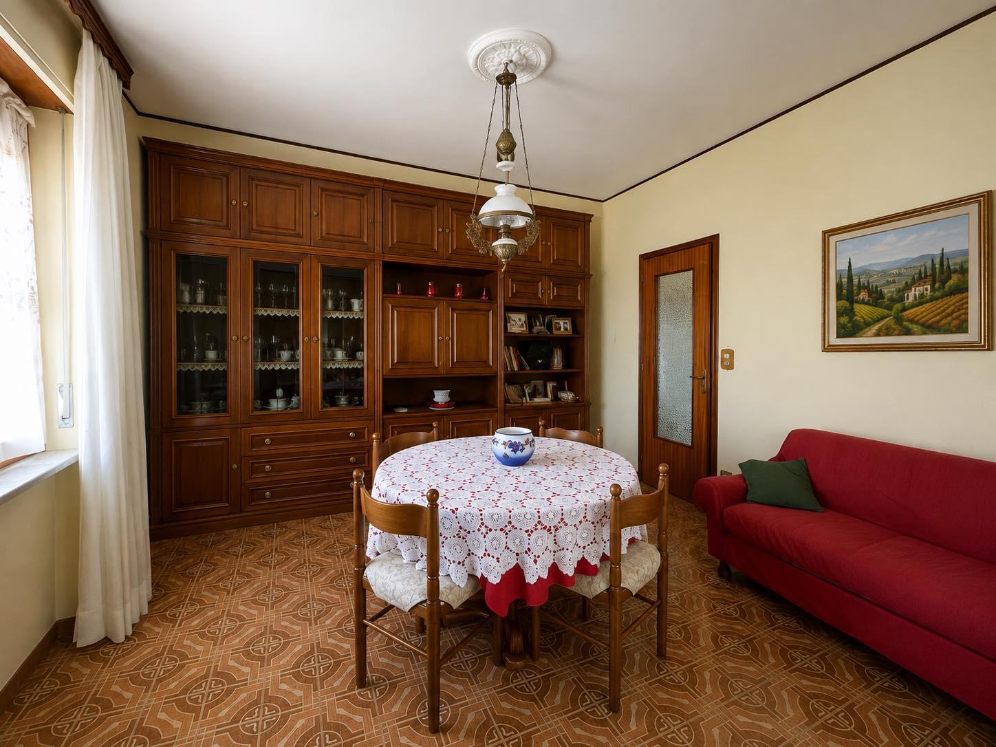 Traditional dining room with wooden furniture